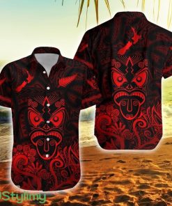 Maori Aotearoa Rugby Haka New Zealand Silver Fern Red New Zealand Button Down Hawaiian Shirt Trending Summer Product Photo 1
