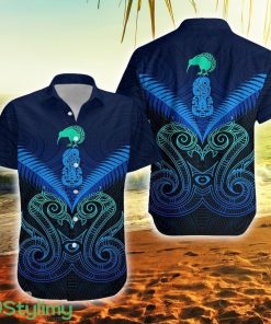 Maori Manaia New Zealand Blue New Zealand Button Down Hawaiian Shirt Trending Summer Product Photo 1