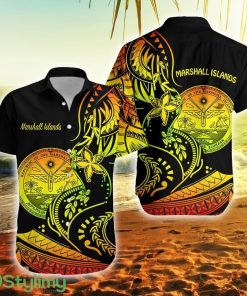 Marshall Islands Proud Seal Star Version Reggae Marshall Islands Button Down Hawaiian Shirt Trending Summer Product Photo 1