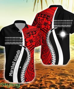 Marshall Islands Simple Pattern Version Red Marshall Islands Button Down Hawaiian Shirt Trending Summer Product Photo 1
