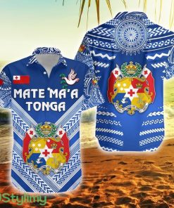 Mate Ma'a Tonga Rugby Polynesian Creative Style Blue Tonga Button Down Hawaiian Shirt Trending Summer Product Photo 1