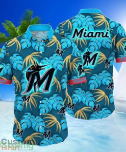 Miami Marlins MLB Leave Pattern All Over Printed 3D Hawaiian Shirt Product Photo 1