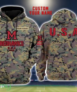Miami Oh Redhawks 3D Printing Army Camo Pattern Unisex Hoodies Custom Name For Fans Product Photo 1