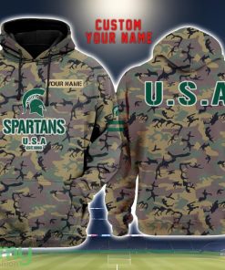 Michigan State Spartans 3D Printing Army Camo Pattern Unisex Hoodies Custom Name For Fans Product Photo 1