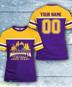 Minnesota Vikings Nfl 3D All Over Printed T Shirts Custom Name And Number Shirts Gift For Football Fans Product Photo 1