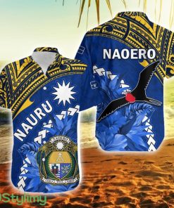 Nauru Coat Of Arms Polynesian With Frigatebird Nauru Button Down Hawaiian Shirt Trending Summer Product Photo 1