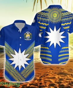 Nauru Polynesian Flag Creative Style Blue Nauru Button Down Hawaiian Shirt Trending Summer Product Photo 1