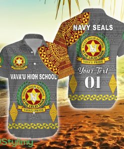 Navy Seals Tonga Vava'u High School Simple Style Grey, Custom Text And Number Tonga Button Down Hawaiian Shirt Trending Summer Product Photo 1