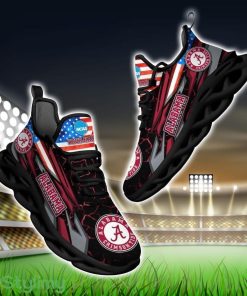 NCAA Alabama Crimson Tide Logo And Flag Custom Name Max Soul Shoes Gift For Fan Product Photo 1