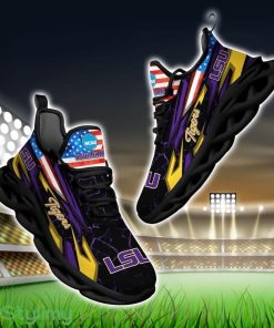 NCAA LSU TIGERS Logo And Flag Custom Name Max Soul Shoes Gift For Fan Product Photo 1