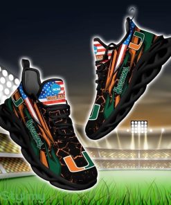 NCAA Miami Hurricanes Logo And Flag Custom Name Max Soul Shoes Gift For Fan Product Photo 1