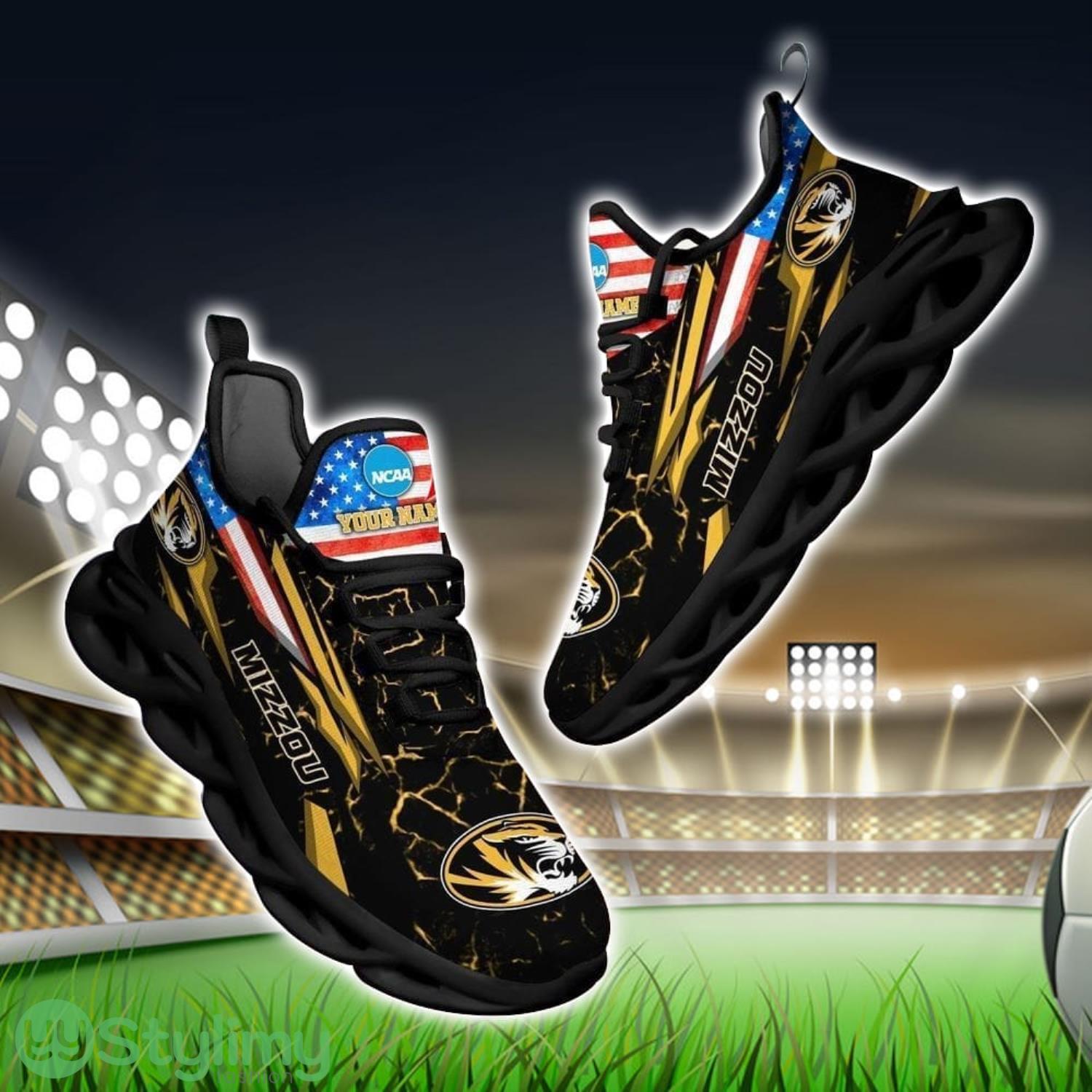 NCAA Missouri Tigers Logo And Flag Custom Name Max Soul Shoes Gift For Fan 3 NCAA Missouri Tigers Logo And Flag Custom Name Max Soul Shoes Gift For Fan Product Photo 1