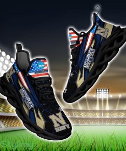 NCAA Navy Midshipmen Logo And Flag Custom Name Max Soul Shoes Gift For Fan Product Photo 1