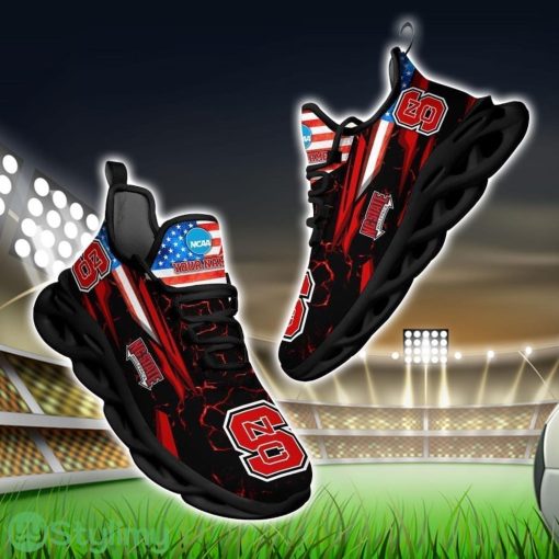 NCAA NC State Wolfpack Logo And Flag Custom Name Max Soul Shoes Gift For Fan