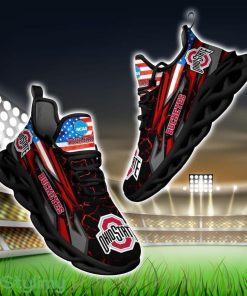NCAA Ohio State Buckeyes Logo And Flag Custom Name Max Soul Shoes Gift For Fan Product Photo 1