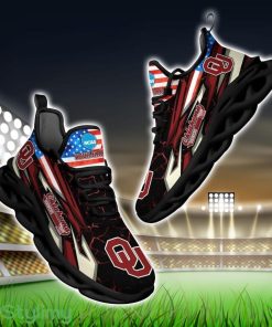 NCAA Oklahoma Sooners Logo And Flag Custom Name Max Soul Shoes Gift For Fan Product Photo 1