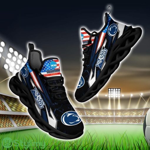 NCAA Penn State Nittany Lions Logo And Flag Custom Name Max Soul Shoes Gift For Fan