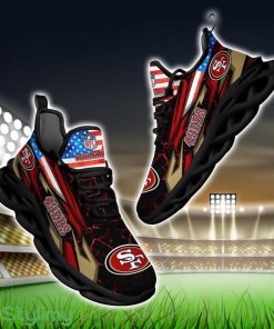 NCAA San Francisco 49ers Logo And Flag Custom Name Max Soul Shoes Gift For Fan Product Photo 1