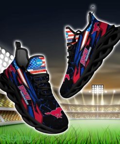 NCAA SMU Mustangs Logo And Flag Custom Name Max Soul Shoes Gift For Fan Product Photo 1