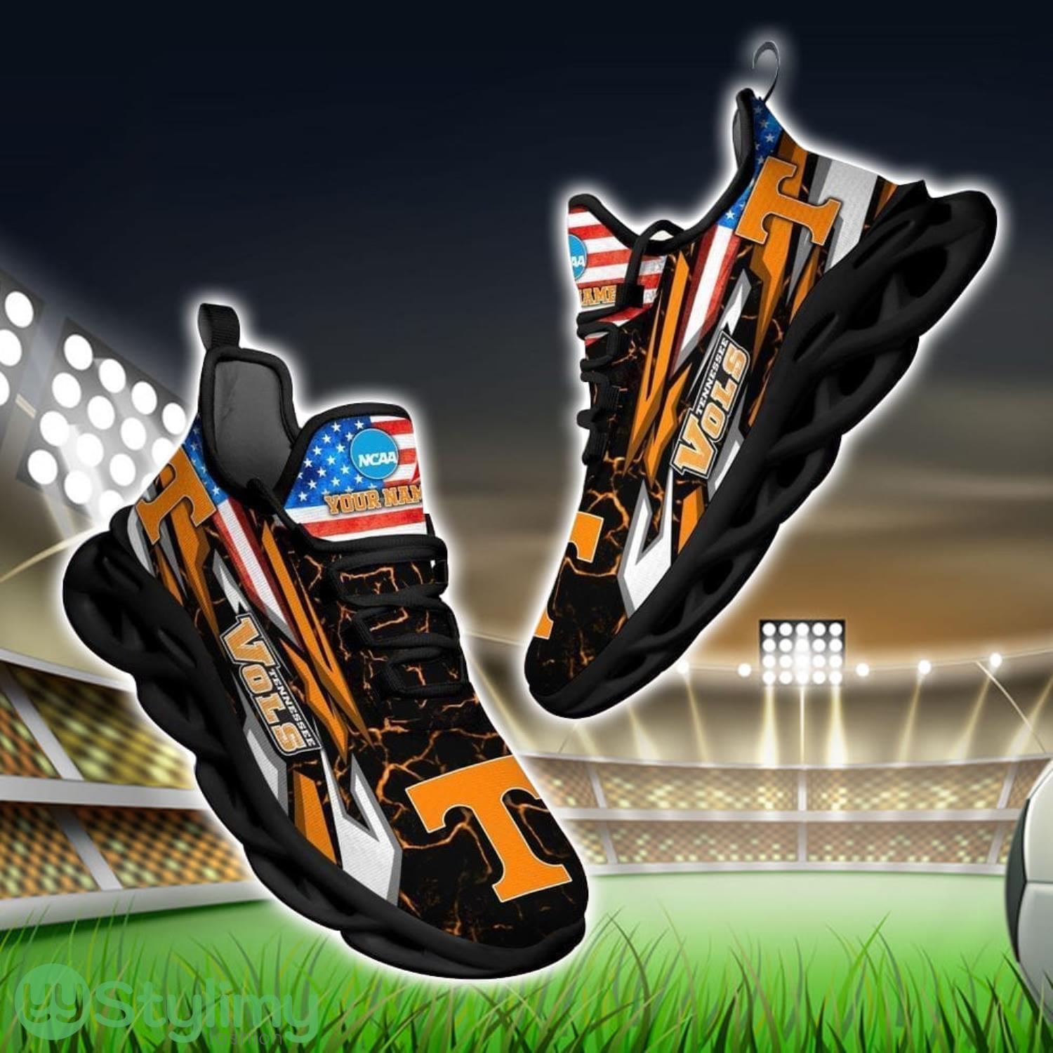 NCAA Tennessee Volunteers Logo And Flag Custom Name Max Soul Shoes Gift For Fan 2 NCAA Tennessee Volunteers Logo And Flag Custom Name Max Soul Shoes Gift For Fan Product Photo 1