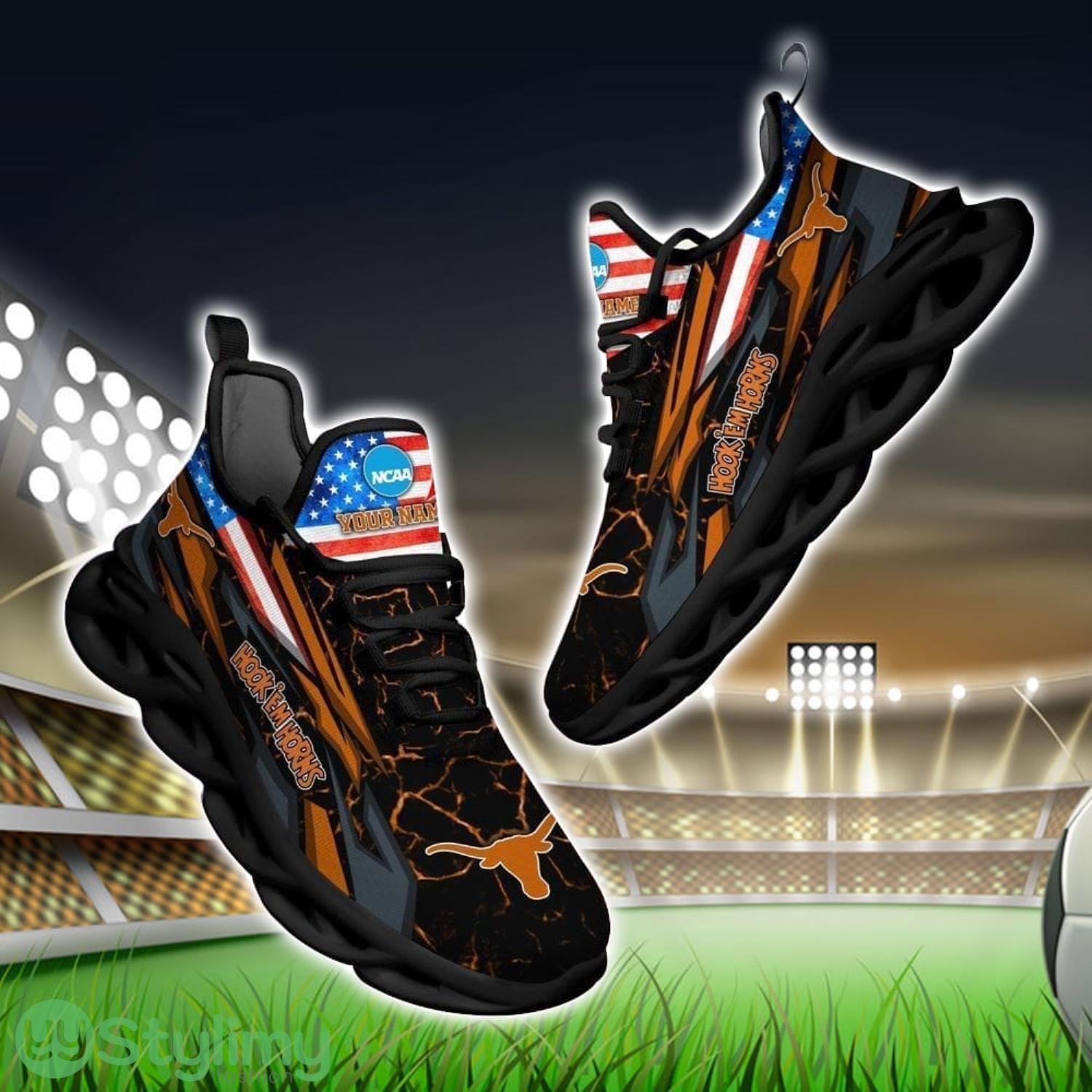 NCAA Texas Longhorns Logo And Flag Custom Name Max Soul Shoes Gift For Fan 3 NCAA Texas Longhorns Logo And Flag Custom Name Max Soul Shoes Gift For Fan Product Photo 1