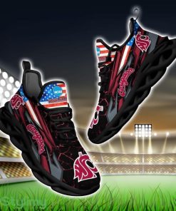 NCAA Washington State Cougars Logo And Flag Custom Name Max Soul Shoes Gift For Fan Product Photo 1