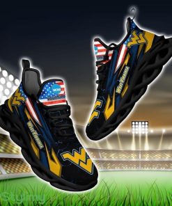 NCAA West Virginia Mountaineers Logo And Flag Custom Name Max Soul Shoes Gift For Fan Product Photo 1