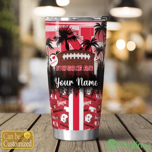 Nebraska Cornhuskers Tropical Personalized Name 3D Tumbler Summer Gift For Fans