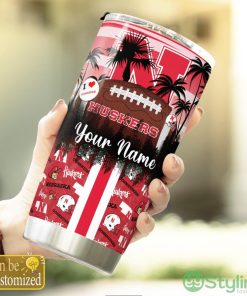 Nebraska Cornhuskers Tropical Personalized Name 3D Tumbler Summer Gift For Fans Product Photo 3