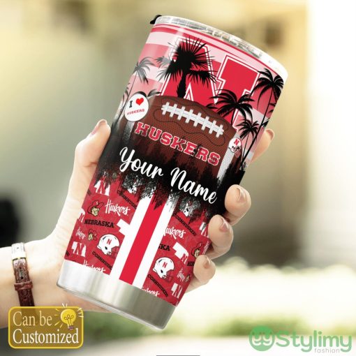 Nebraska Cornhuskers Tropical Personalized Name 3D Tumbler Summer Gift For Fans