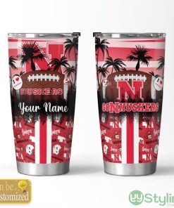 Nebraska Cornhuskers Tropical Personalized Name 3D Tumbler Summer Gift For Fans Product Photo 1