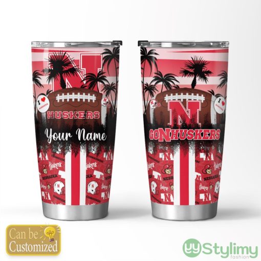 Nebraska Cornhuskers Tropical Personalized Name 3D Tumbler Summer Gift For Fans