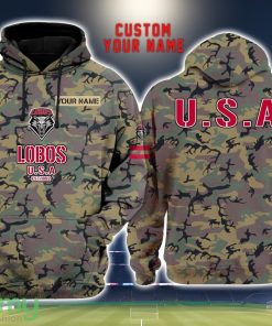 New Mexico Lobos 3D Printing Army Camo Pattern Unisex Hoodies Custom Name For Fans Product Photo 1