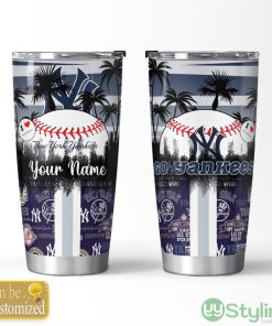 New York Yankees Tropical Personalized Name 3D Tumbler Summer Gift For Fans Product Photo 1