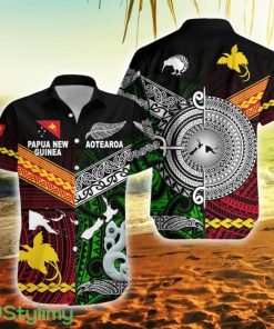 New Zealand And Papua New Guinea Together Green Papua New Guinea Button Down Hawaiian Shirt Trending Summer Product Photo 1