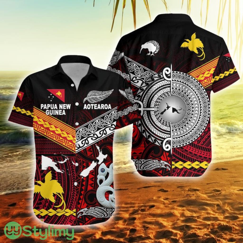 New Zealand And Papua New Guinea Together Red Papua New Guinea Button Down Hawaiian Shirt Trending Summer 2 New Zealand And Papua New Guinea Together Red Papua New Guinea Button Down Hawaiian Shirt Trending Summer Product Photo 1