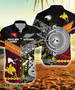 New Zealand And Papua New Guinea Together Yellow New Zealand Button Down Hawaiian Shirt Trending Summer Product Photo 1