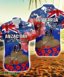 New Zealand Anzac Day Grunge Aotearoa Flag And Red Poppy New Zealand Button Down Hawaiian Shirt Trending Summer Product Photo 1