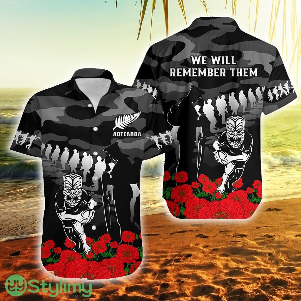 New Zealand Anzac Rugby Silver Fern All Black Camouflage Mix Poppy New Zealand Button Down Hawaiian Shirt Trending Summer 2 New Zealand Anzac Rugby Silver Fern All Black Camouflage Mix Poppy New Zealand Button Down Hawaiian Shirt Trending Summer Product Photo 1