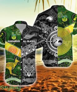 New Zealand Maori All Black And Australia Kangaroos Aboriginal Rugby Together New Zealand Button Down Hawaiian Shirt Trending Summer Product Photo 1