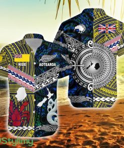 New Zealand Maori Aotearoa And Niue Together Blue Niue Button Down Hawaiian Shirt Trending Summer Product Photo 1