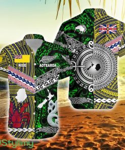 New Zealand Maori Aotearoa And Niue Together Green New Zealand Button Down Hawaiian Shirt Trending Summer Product Photo 1