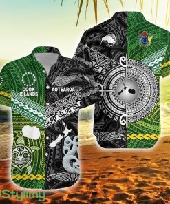 New Zealand Maori Aotearoa Cook Islands Together Black New Zealand Button Down Hawaiian Shirt Trending Summer Product Photo 1
