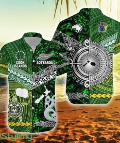 New Zealand Maori Aotearoa Cook Islands Together Green New Zealand Button Down Hawaiian Shirt Trending Summer Product Photo 1