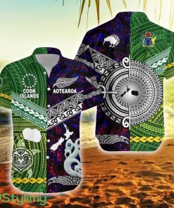 New Zealand Maori Aotearoa Cook Islands Together Purple New Zealand Button Down Hawaiian Shirt Trending Summer Product Photo 1