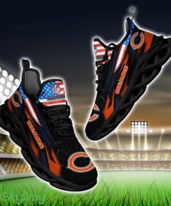 NFL Chicago Bears Logo And Flag Custom Name Max Soul Shoes Gift For Fan Product Photo 1
