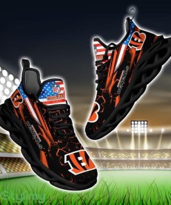 NFL Cincinnati Bengals Logo And Flag Custom Name Max Soul Shoes Gift For Fan Product Photo 1