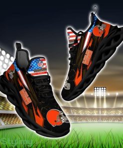 NFL Cleveland Browns Logo And Flag Custom Name Max Soul Shoes Gift For Fan Product Photo 1
