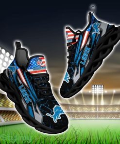 NFL Detroit Lions Logo And Flag Custom Name Max Soul Shoes Gift For Fan Product Photo 1