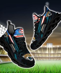 NFL Jacksonville Jaguars Logo And Flag Custom Name Max Soul Shoes Gift For Fan Product Photo 1